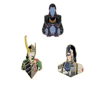 Marvel Thor Loki Údaje Kovové Smalt Kolíky Odznak Brošňa Batoh Klobúk Taška Golier Odznak Muži Ženy Módne Šperky Dary