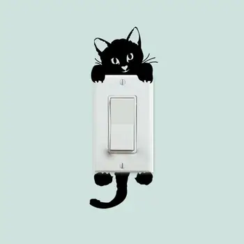 1PC Mačka Light Switch Samolepky na Stenu Cute Cat Samolepky na Stenu Mačka Izba Nálepky Výzdoba pre Detská Izba Kuchyňa Hotel Obchod, kaviareň
