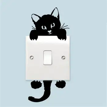 1PC Mačka Light Switch Samolepky na Stenu Cute Cat Samolepky na Stenu Mačka Izba Nálepky Výzdoba pre Detská Izba Kuchyňa Hotel Obchod, kaviareň