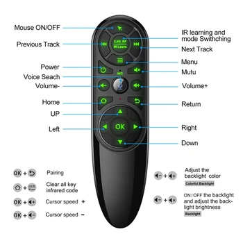 Q6 Pro Air Mouse 2.4 G Bezdrôtový Hlas Diaľkové Ovládanie s Podsvietený a Gyroskop IČ Vzdelávania pre Android TV Box H96 X96