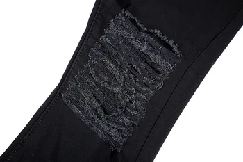 UNCLEDONJM Nôž Núdzi mužov dizajnér nohavice pre mužov čierne roztrhané nohavice Hip Hop Obličkového Nohavice Muži fashion nohavice B672