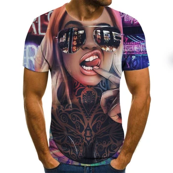 Najnovšie 3D vytlačené T-shirt atrament kreslenie vzor krátkym rukávom letné ležérny top T-shirt módne O-neck T-shirt pre mužov