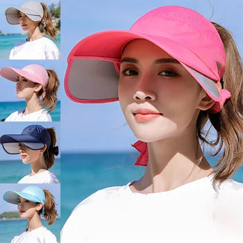 Zaťahovacie Ženy Slnečná Clona Letné Slnko Klobúk Unisex, UV žiareniu, Klobúk Spp Pláži pokrývku hlavy -OPK