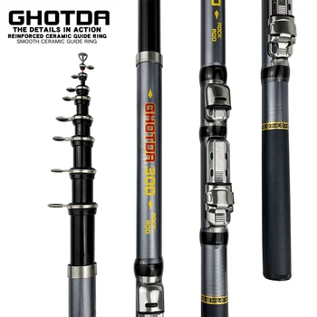 GHOTDA Spinning Rod Rock Rybolov (Carbon Fiber Mini Teleskopický Prenosné 1.5/1.8/2.1/2.4/2.7/3.0 M