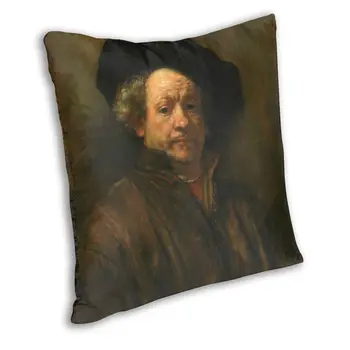 Snímanie autoportrétu Pomocou Rembrandt Van Rijn Vankúš Sofa Dekorácie Slávny holandský Maľovanie Námestie Hodiť Vankúš 45x45cm