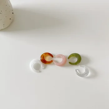 5 ks Kórea Retro Candy Farby, Živice Geometrické Kolo Ucho Putá Stohovateľné Jednoduchý C-tvar Ucha Klip pre Ženy Estetické Šperky