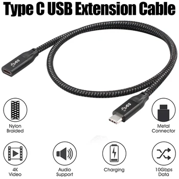 Typ C Predlžovací Kábel USB 4K @60Hz 10Gbps USB-C Gen 2 Mužov a Žien Plnenie Údaje Extender Kábel Pre Macbook Prepínač