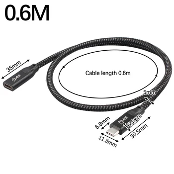 Typ C Predlžovací Kábel USB 4K @60Hz 10Gbps USB-C Gen 2 Mužov a Žien Plnenie Údaje Extender Kábel Pre Macbook Prepínač