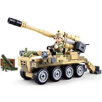 SLUBAN Vojenské Kolesové Anti-Tank Zbrane Stavebné Bloky Vojny Chariot Čína Vojak, číselné Údaje Tehly Klasický Model Kit Deti Hračky