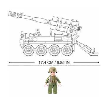 SLUBAN Vojenské Kolesové Anti-Tank Zbrane Stavebné Bloky Vojny Chariot Čína Vojak, číselné Údaje Tehly Klasický Model Kit Deti Hračky
