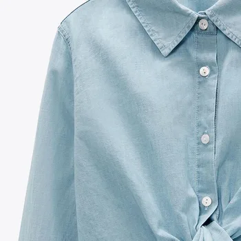 DiYiG ŽENA 2021 lete nové príležitostné dámske oblečenie bowknot klope dlhý rukáv single-breasted pure color jednoduchý štýl tričko ZA