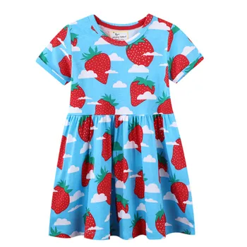 Letné Detské Dievčenské Šaty S Jahodovým Vytlačené Predaj Hot Princezná Strany Kostým Tutu detské Oblečenie