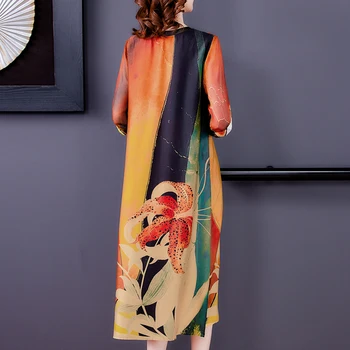2021 Bežné Vintage 4XL Plus Veľkosť Voľné Letné Šaty Boho Tlač Moruša Hodváb Maxi Šaty Elegantné Ženy Bodycon Strany Vestidos