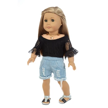 Nové Čierne Čipky Tričko Reborn Baby Doll Oblečenie vhodné 18-palcové Americké Dievča Bábiky Oblečenie Baby Girl Darčeky Nosí Hračky