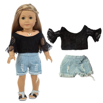 Nové Čierne Čipky Tričko Reborn Baby Doll Oblečenie vhodné 18-palcové Americké Dievča Bábiky Oblečenie Baby Girl Darčeky Nosí Hračky