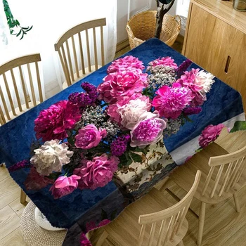 Obývacia Izba, Jedálenský Stôl Obrus Kvety A Plody Vzor Tlač Prachotesný Obrus Obdĺžnikový Polyester Obrus