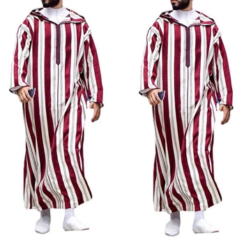 Moslimské Jubba Thobe Oblečenie Mužov Hoodie Ramadánu Župan Kaftan Abaya Dubaj Turecko-Islamské Oblečenie Muž Príležitostné Voľné Župan