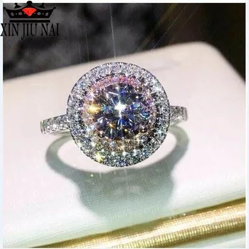 2019 Nové Elegantné Lady Šperky Luxusný Biely CZ/Ružová CZ Rakúskej Drahokamu Módne Romantický Zásnubný Prsteň Žena Darček Krúžok