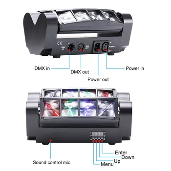 40W RGBW LED Stroboskop Lúč DMX512 Spider Fáze Osvetlenie Pohyblivé Hlavy Laserový Projektor Svetlo Bar Disco DJ club Party Show Dekor Svetlo