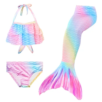 Dievča je Morská víla Vyhovovali Plavky, Oblečenie Letné Kúpanie Oblečenie Rainbow Darček k Narodeninám Strany Móda Pre Deti