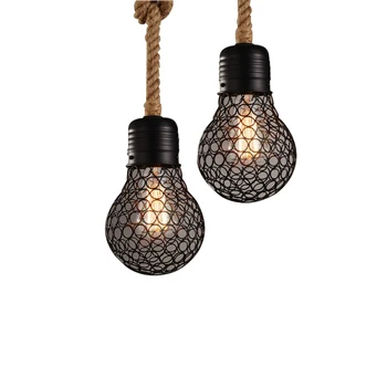 Moderný Prívesok Svetlá Retro Kovaného Železa Dutého Drôtu Konopné Lano Visiace Lampy Nordic Priemyselné Obchodná Ulička Schody Loft Shop