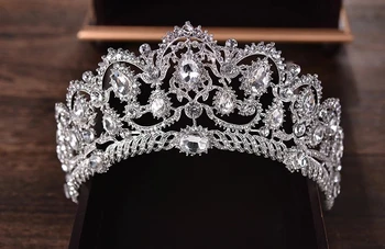Barokový Veľký Drahokamu Crystal Korálkové Hlavový Most Tiara Nevesta Koruny Luxusné Svadobné Kórejský Vlasové Ozdoby, Svadobné Doplnky Do Vlasov