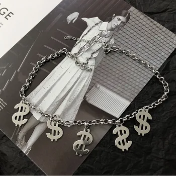 Punk Hiphop Harajuku Hrubé Reťaze Dolár, Symbol Prívesok Náhrdelník Ženy Vintage Titánové Ocele Geometrické Náhrdelník Šperky YN1592