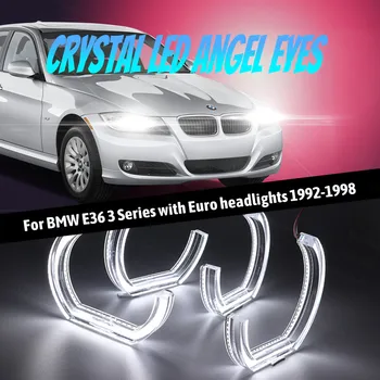 Rez Štýl Halo Krúžok DTM U Shape Svetla 6000K-Biele LED Angel Eyes Auta Deň Svetlo pre BMW 3 E36 Série s Euro Svetlomety, 1992-98