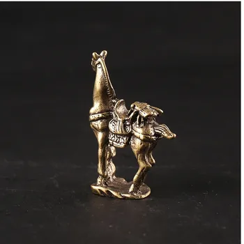 Kôň Miniatúrne Figúrky Socha Pevné Medené Čistej Mosadze Ručné Remeslá Zverokruhu Šťastie Feng Shui Pre Pracovnú Plochu-Desk Ornament Domova