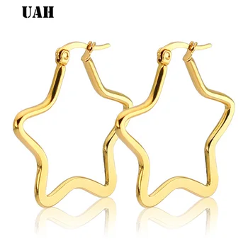 UAH Trendy Zlatá Farba Malé Hviezdy Hoop Náušnice pre Ženy 2019 Ear Piercing Huggie Náušnice Jednoduché Šperky Bijoux Brincos