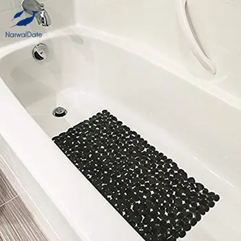 Non-Slip Kamienkové Vaňou Mat Black 16 W x 35 L Palca pre Hladké Vane Bezpečné Sprcha Mat s Odvodňovacie Otvory Prísavky pre Kúpeľňa