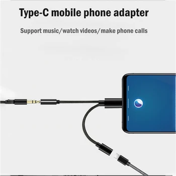 2 v 1 Audio Adaptér pre Nabíjanie, Slúchadlá Kábel Typu C Aux 3,5 mm Jack Pre Huawei P30 Samsung Galaxy S20 Plus Dual Typ C Splitter