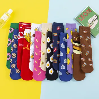 Hot Predaj Zábavnej Ponožky Ženy Bežné Cartoon Ovocie, Banán, Avokádo Citrón Vajcia Cookie Šišky Radi Japonské Harajuku Skateboard Ponožky