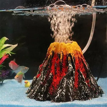 Akvárium Živice Sopky Dekoratívne Rock Horských Podmorské Akvárium Erupcia Farebné Led Bublina Waterflow Sopky Ornament