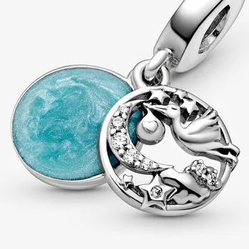 Móda 925 Sterling Silver Korálky Bocian & Mžiku Hviezdy Visieť Charms fit Pôvodné pandora Náramky Ženy DIY Šperky