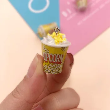 10pcs 3D Popcorn Mini Potraviny Živicové Náušnice Prívesky Keychain Náhrdelník s Príveskom, Šperky Zistenia, Takže DIY Scrapbooking Telefón Dekor