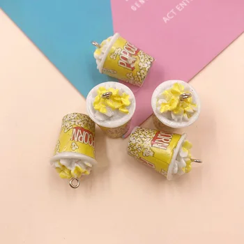 10pcs 3D Popcorn Mini Potraviny Živicové Náušnice Prívesky Keychain Náhrdelník s Príveskom, Šperky Zistenia, Takže DIY Scrapbooking Telefón Dekor