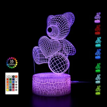 3D Deti Nočné Svetlo Cute Izba Dekor Lampy, Akryl Dino Medveď Tabuľka Nočná Lampa Chirldren je Dar Svadobné Party Dekorácie Svetla