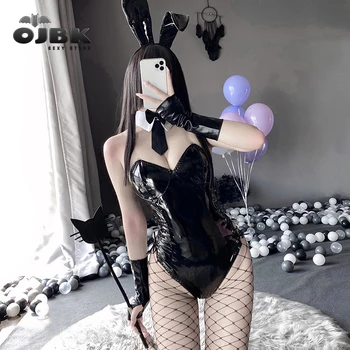 Cosplay Kostým Bunny PU Kožené Jeden Kus Kombinézu Mai Sakurajima Králik Vyhovovali Kawaii Uši 8 Ks Anime Oblečenie Pre Ženy 2021 Nové