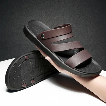 Muži Topánky Letné Klasické Papuče Umelé Leatherfor Sandále Pre Vonkajšie Bežné Dizajnér Garden Beach Zapatos De Hombre