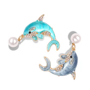 Muylinda Smalt Pin Dolphin Simulované Perly Brošňa Šperky Vintage Drahokamu Oblečenie Šatku Klip Príslušenstvo Brošňa Pre Ženy