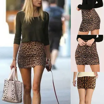 Nové Sukne dámske Leopard Vytlačené Sukne s Vysokým Pásom Sexy Ceruzka Bodycon Hip Mini Sukne sa Hodí pre Všetky ročné obdobia Žena faldas jupe femme