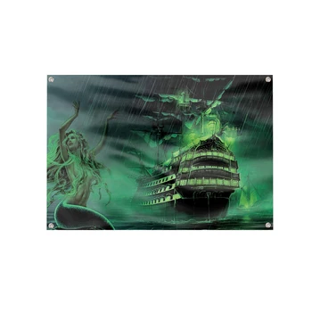 Vojnová loď Bitka Lode Plávajú Lode Mora Vlajky Zástavy Polyester 144* 96 cm Zavesiť na stenu 4 osadené priechodkami Vlastné Vlajky na výzdobu