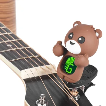 Roztomilý Kreslený Medveď Clip-On Tuner LCD Displej pre Gitaru Chromatické Basy Drumbľa Husle
