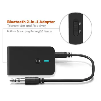 Bluetooth 5.0 Vysielač, Prijímač 2 V 1 Audio Adaptér Bezdrôtovej siete APTX Nízku latenciu Pre automobilový TV PC Reproduktor, konektor pre Slúchadlá 3,5 MM Aux Jack