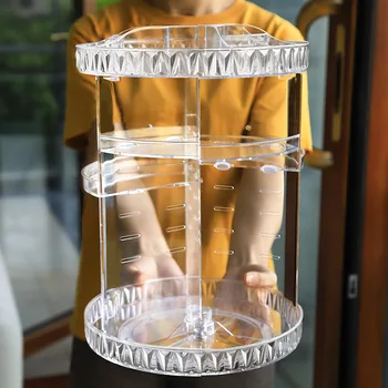 360 stupňové otáčanie transparentné akrylátové kozmetické úložný box módne rotujúce multifunkčné vymeniteľné make-up úložný box