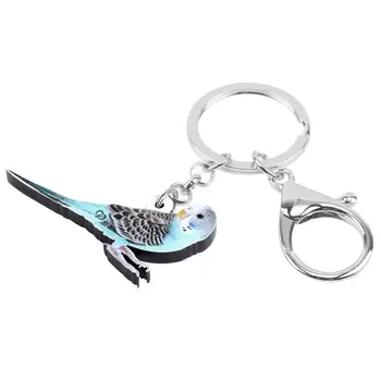 Bonsny Akryl Dlho-tailed Parakeet Vták Keychains Veľké Krásne Zviera Krúžok Šperky Pre Ženy, Deti, Muži Vtipný Darček Taška Charms