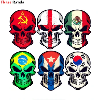 Tri ratels FTC-794# 12x17.4cm anglicko mexiko, kuba Brazília Južná Kórea Uni Sovietskej vlajky lebky Auto Samolepky na Motocykli Odtlačkový