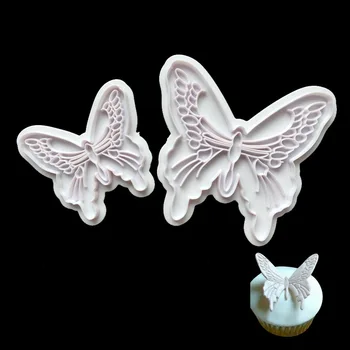 2ks/Set Motýľ Fondant Fréza Sugarcraft Cake Zdobenie Nástroje DIY Cookie Stamper Pečenie Príslušenstvo