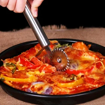Pizza Krájač Kola Kolesá Navi Nehrdzavejúcej Ocele Tortu Nôž S Prst Ochrany Pečenie Pečiva Nástroje, Kuchynské Príslušenstvo